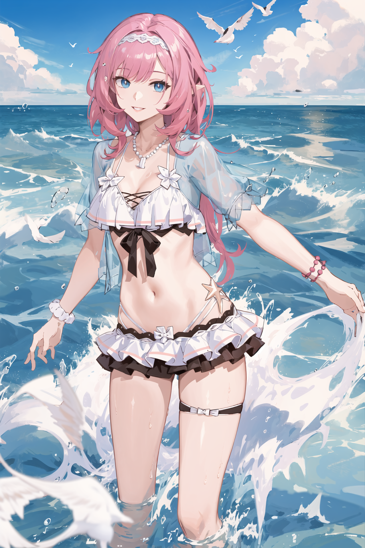 Flat Color 1girl Elysia-swimsuit