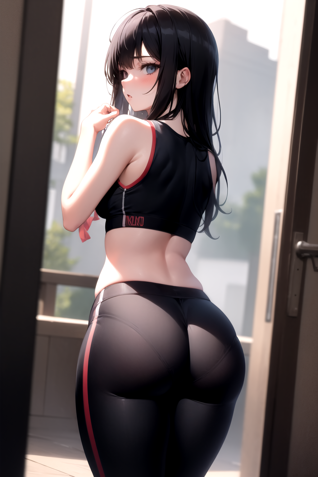 1ragazza Guarda Indietro Yoga