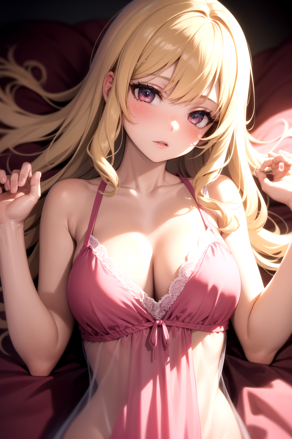1girl Negligee Bølget Hår